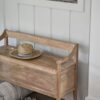 storage bench with seat and hidden storage in natural brown finish