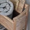 storage bench with seat and hidden storage in natural brown finish