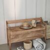 storage bench with seat and hidden storage in natural brown finish