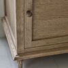 bedside table in natural pine wood with drawer, cupboard, and antiqued bronzed handles