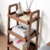 3-Tier Wooden Storage Rack in Dark Brown Finish with Open Design