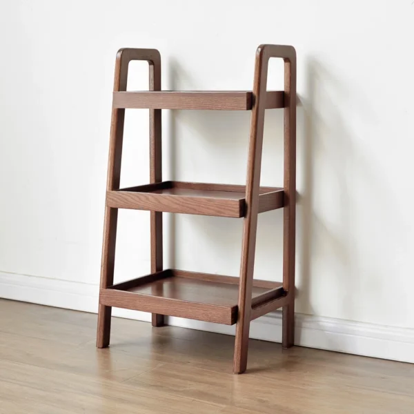 3-Tier Wooden Storage Rack in Dark Brown Finish with Open Design