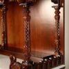 Large carved puja temple with double drawers, handcrafted teak wood & marble mandir in brown finish with LED light and detailed carvings