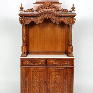 Large pooja mandir with drawers, designer hand-carved wooden temple for home