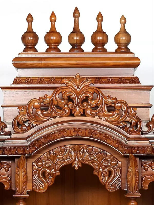 Large pooja mandir with drawers, designer hand-carved wooden temple for home