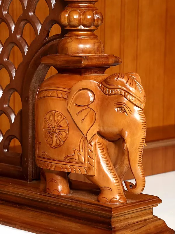 Large pooja mandir with drawers, designer hand-carved wooden temple for home