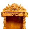 Small teak wood home temple with glossy finish, wall-mountable wooden mandir for compact spaces