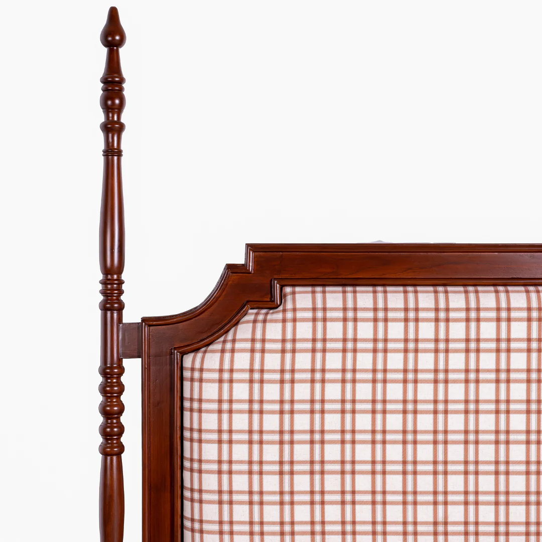 2 Poster Teakwood Bed in Black & Brown Finish – Wooden Bed Frame Without Mattress”