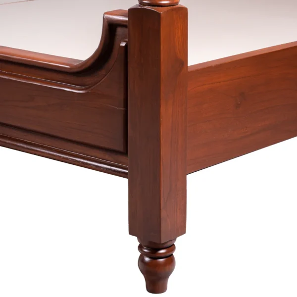 2 Poster Teakwood Bed in Black & Brown Finish – Wooden Bed Frame Without Mattress”