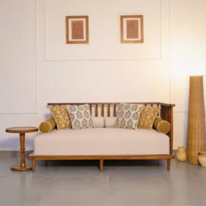 day bed soft cushion and bolster pillows, modern wooden diwan sofa