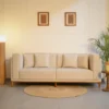 lounge sofa Beige upholstered teak wood in 2-seater, 3-seater, and 4-seater options