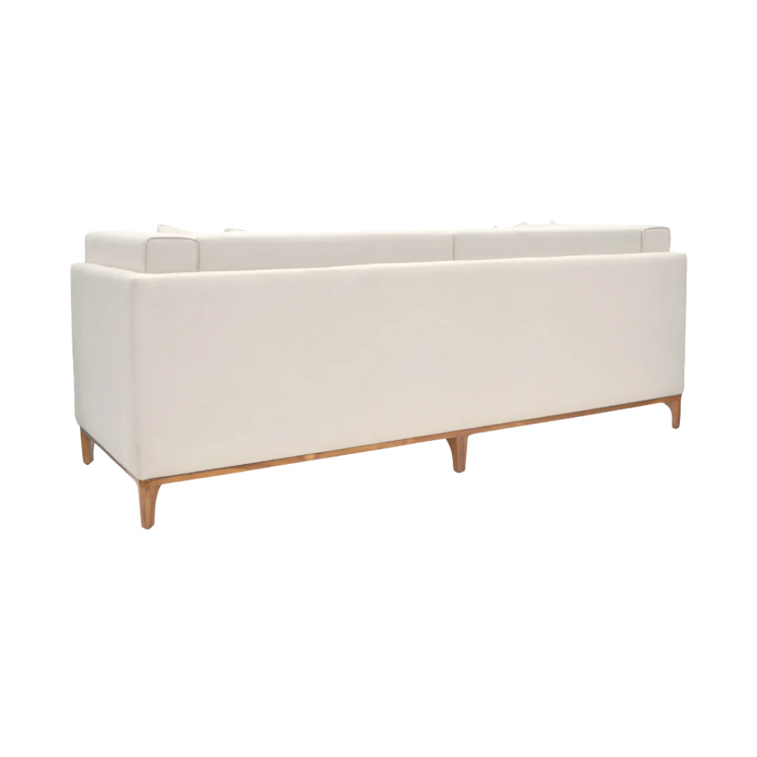 lounge sofa Beige upholstered teak wood in 2-seater, 3-seater, and 4-seater options