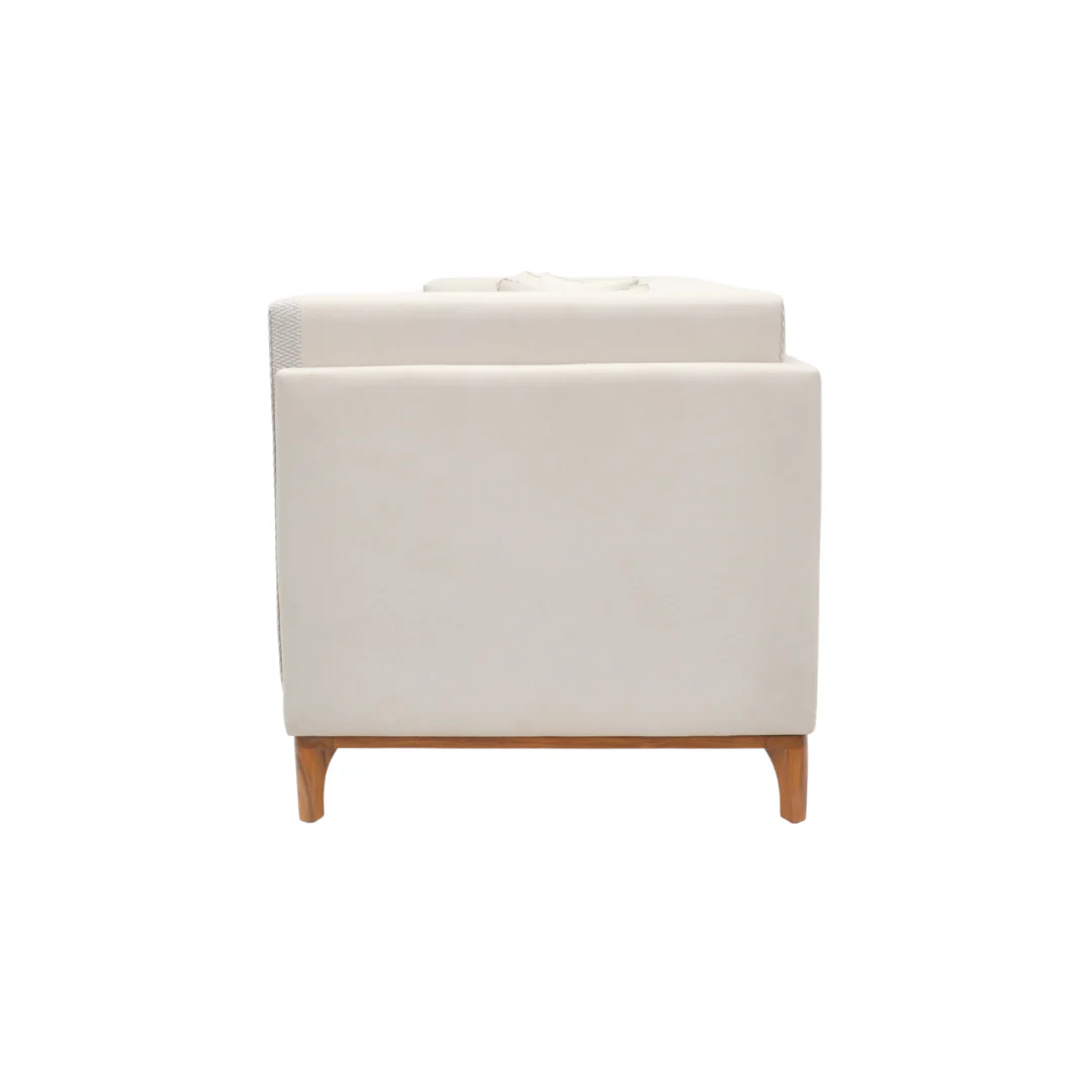 lounge sofa Beige upholstered teak wood in 2-seater, 3-seater, and 4-seater options