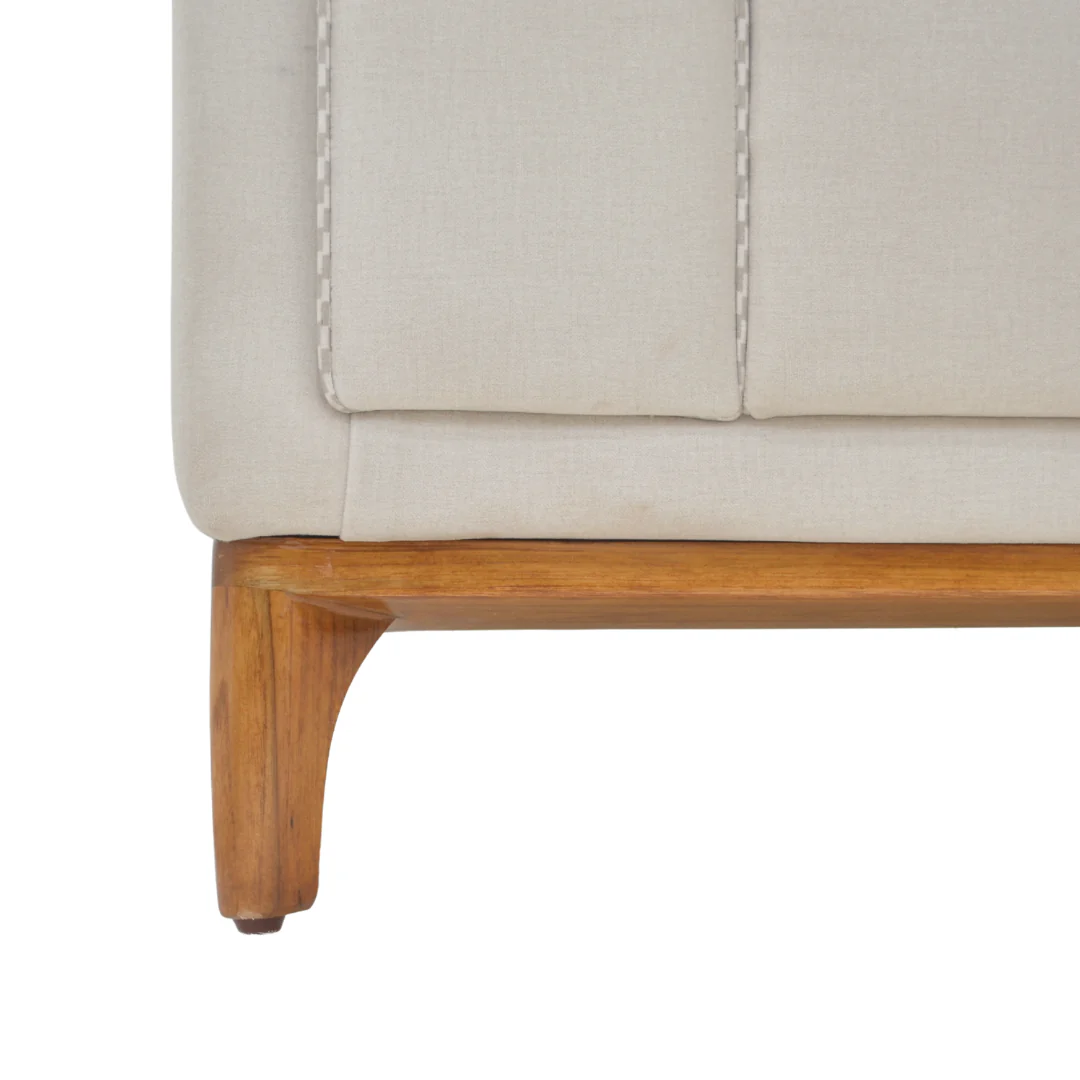 lounge sofa Beige upholstered teak wood in 2-seater, 3-seater, and 4-seater options