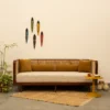 Lounge rattan sofa with woven rattan panels and customizable cushions