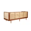 Lounge rattan sofa with woven rattan panels and customizable cushions