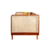 Lounge rattan sofa with woven rattan panels and customizable cushions