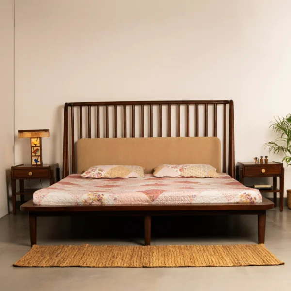 Bed with Headboard – Wooden Bed Frame Without Mattress