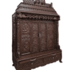 Wooden mandir in dark brown finish with two doors – teak wood temple for home pooja room.