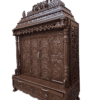 Wooden mandir in dark brown finish with two doors – teak wood temple for home pooja room.