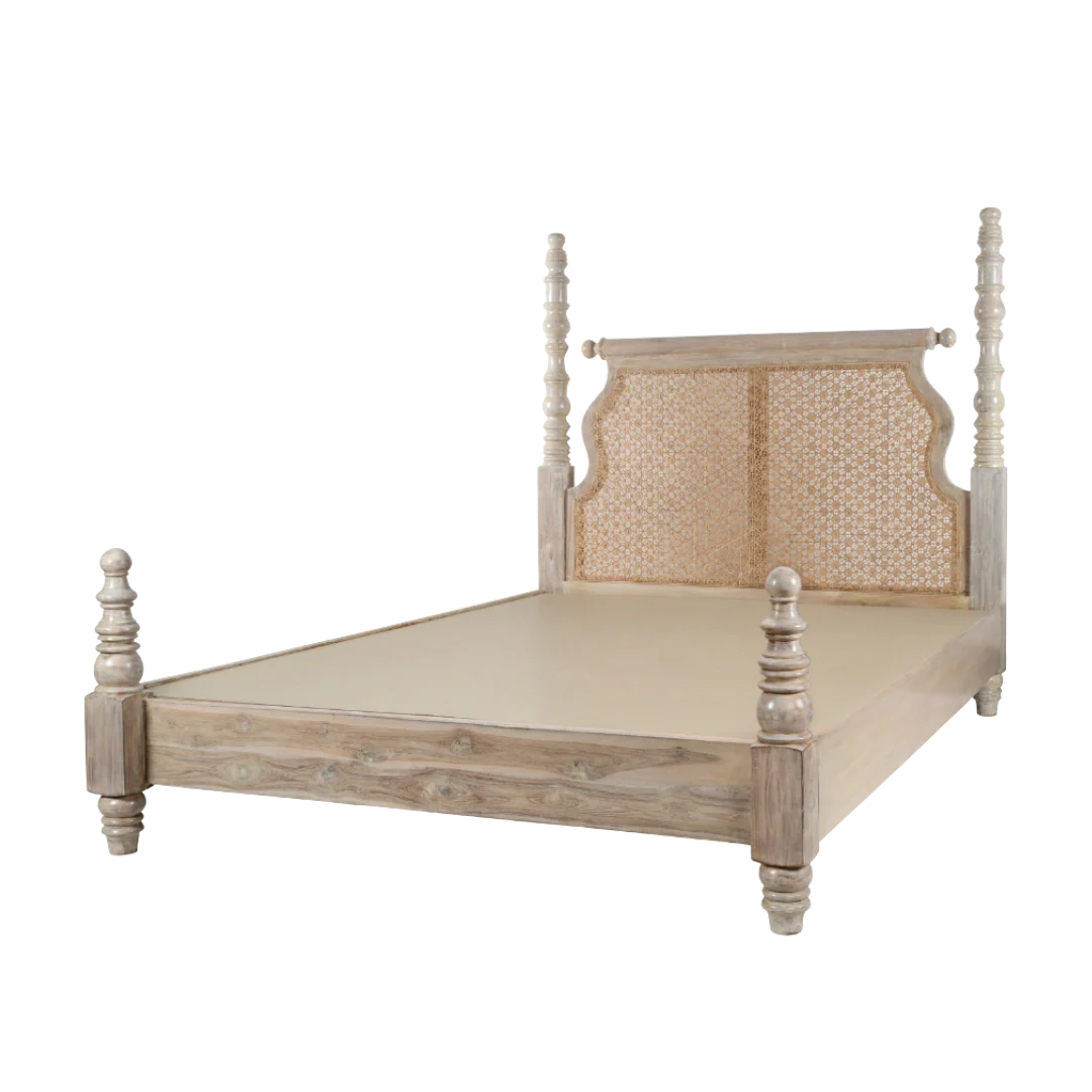 Antique Wooden Bedframe white distressed finish Antique Wooden Bedframe white distressed finish