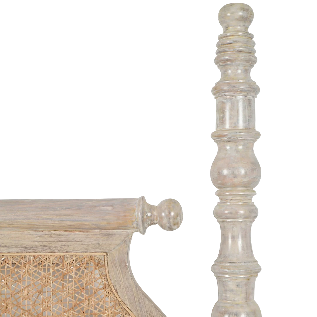 Antique Wooden Bedframe white distressed finish Antique Wooden Bedframe white distressed finish