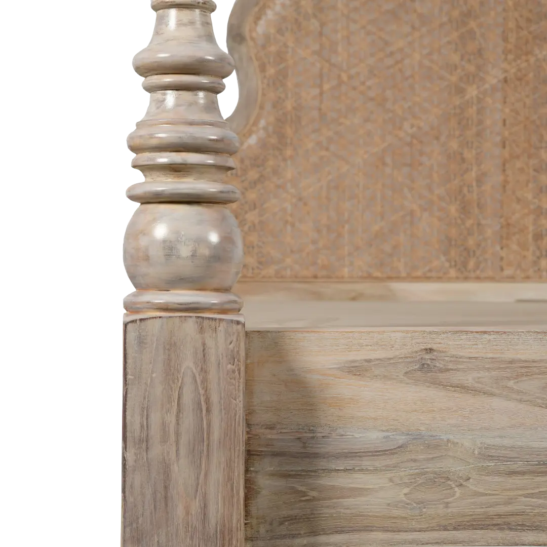 Antique Wooden Bedframe white distressed finish Antique Wooden Bedframe white distressed finish