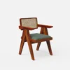 Round teak wood dining table set with cane-back chairs in brown finish, available for 2, 4, and 6 seating options.
