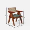 Round teak wood dining table set with cane-back chairs in brown finish, available for 2, 4, and 6 seating options.