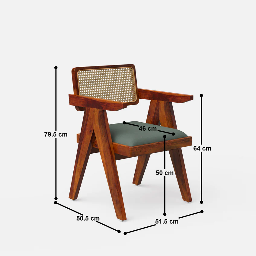 Round teak wood dining table set with cane-back chairs in brown finish, available for 2, 4, and 6 seating options.