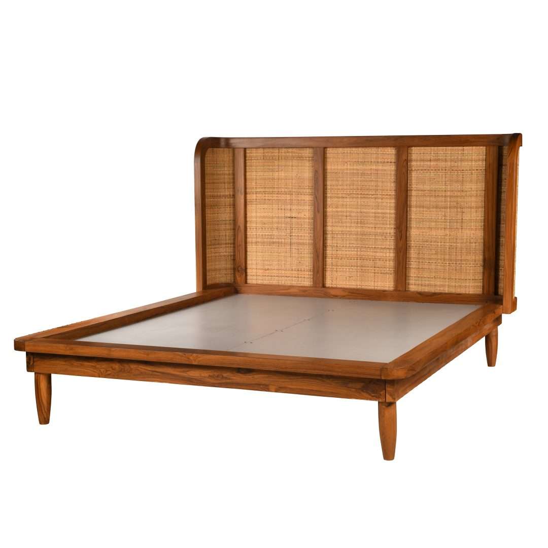 Buy Rattan Cane Bed made from teak wood & cane. Elegant brown finish, available in king & queen sizes. Perfect blend of style & comfort.