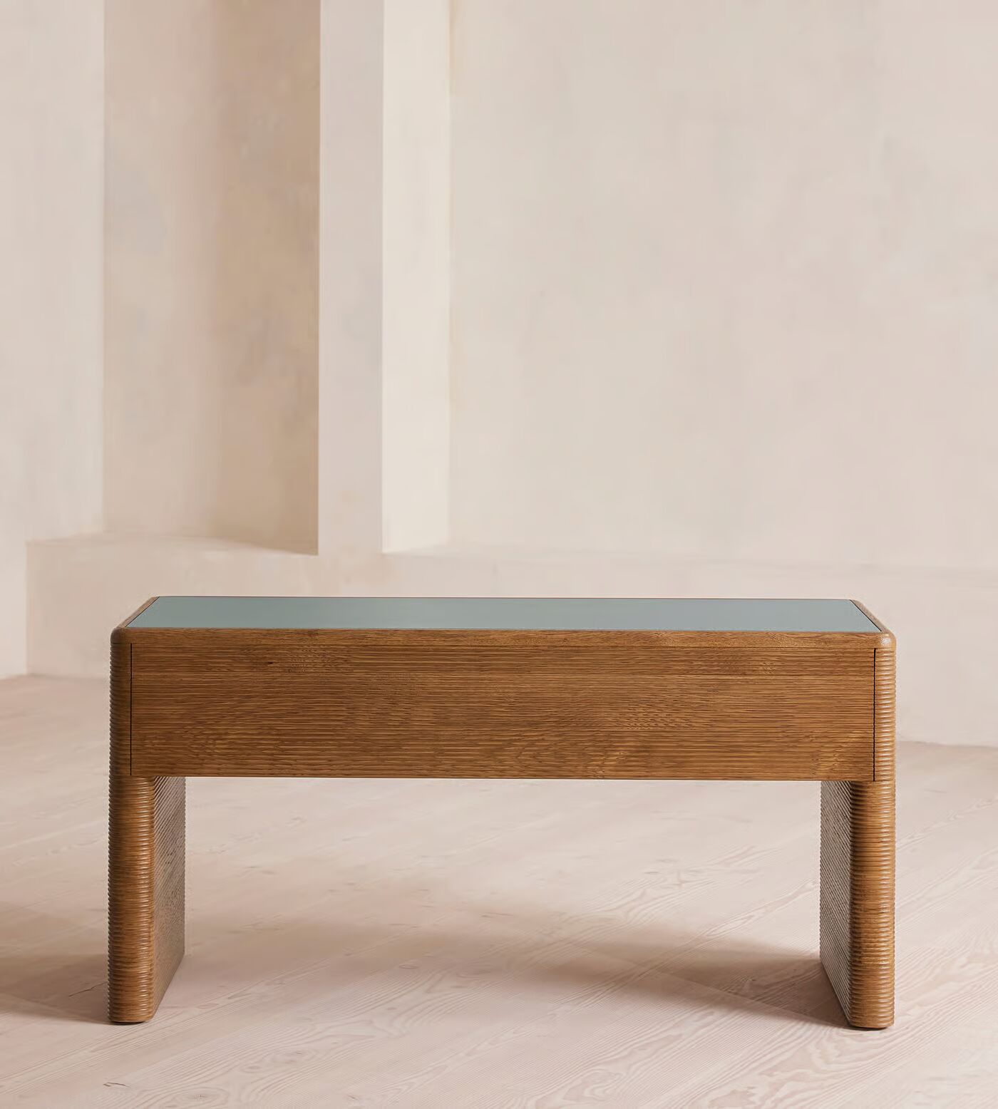 Office desk made of solid teak wood in brown finish with drawers Office desk made of solid teak wood in brown finish with drawers