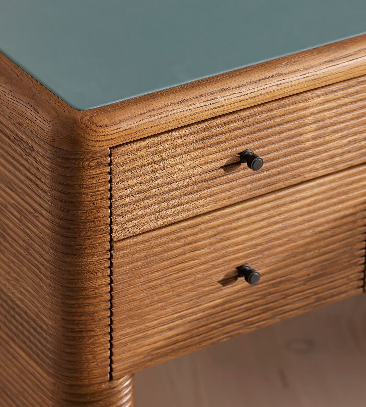 Office desk made of solid teak wood in brown finish with drawers Office desk made of solid teak wood in brown finish with drawers