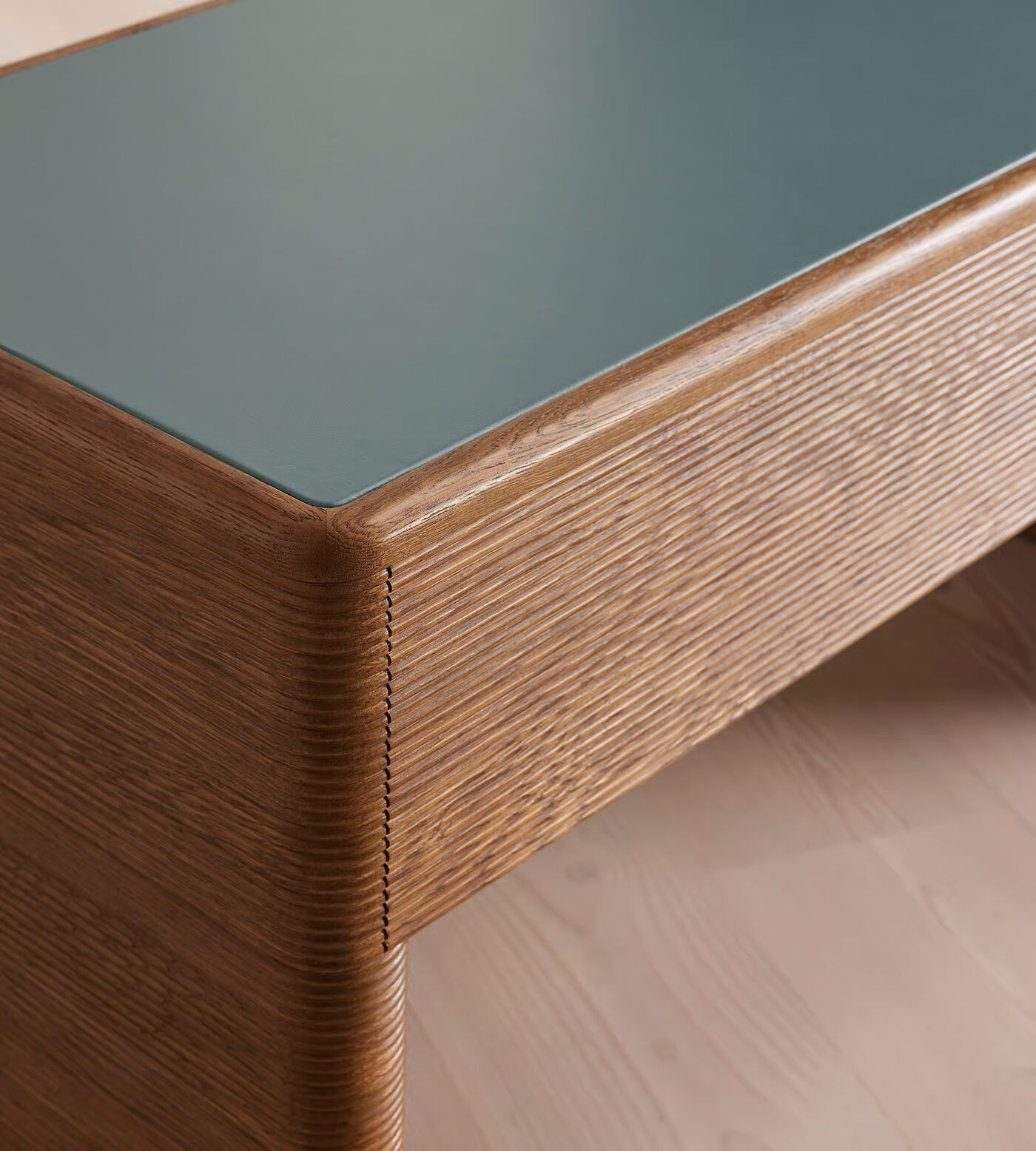 Office desk made of solid teak wood in brown finish with drawers Office desk made of solid teak wood in brown finish with drawers