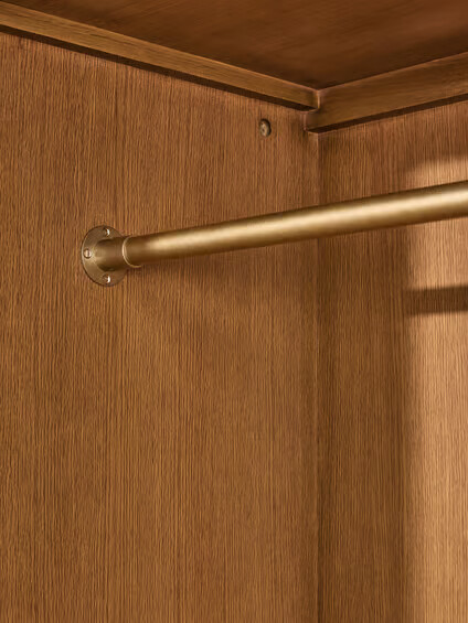 Luxury two door wardrobe with shelves and hanging rail in brown finish