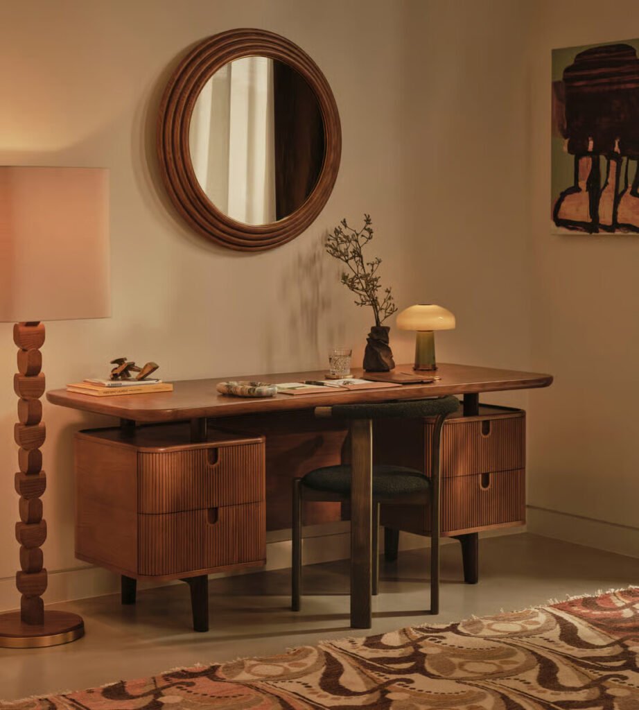 Solid Wood Study Table with 4 Drawers in Brown Finish - aestheticcraft.in