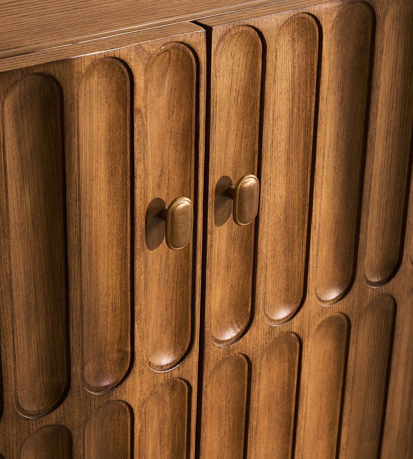 Sideboard in teak wood with brown finish for dining or living room storage Sideboard in teak wood with brown finish for dining or living room storage