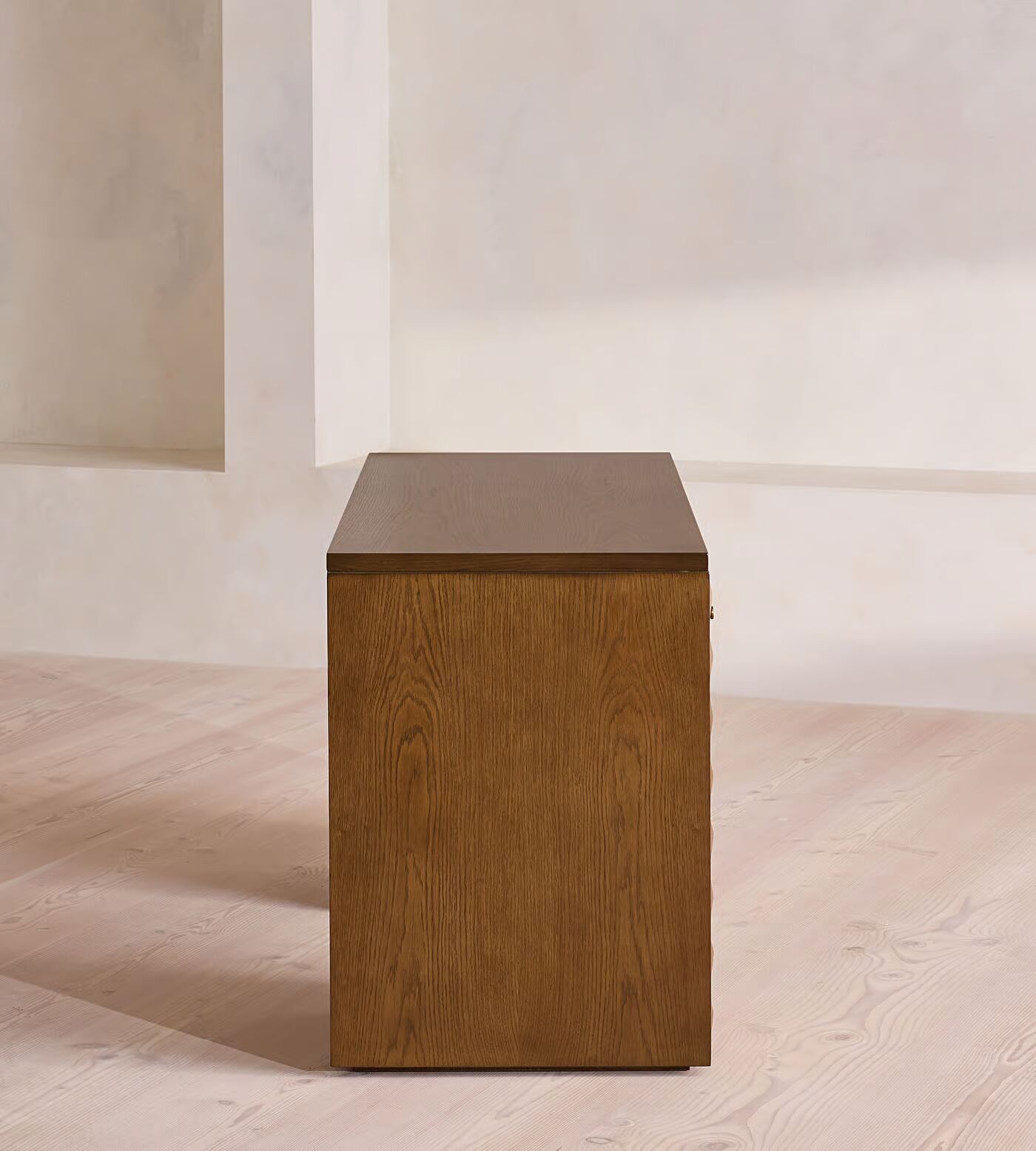 Reading table with drawer and door made of solid teak wood in brown finish