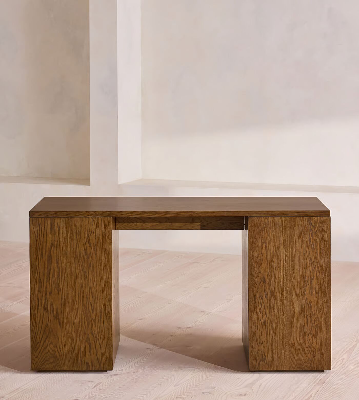 Reading table with drawer and door made of solid teak wood in brown finish