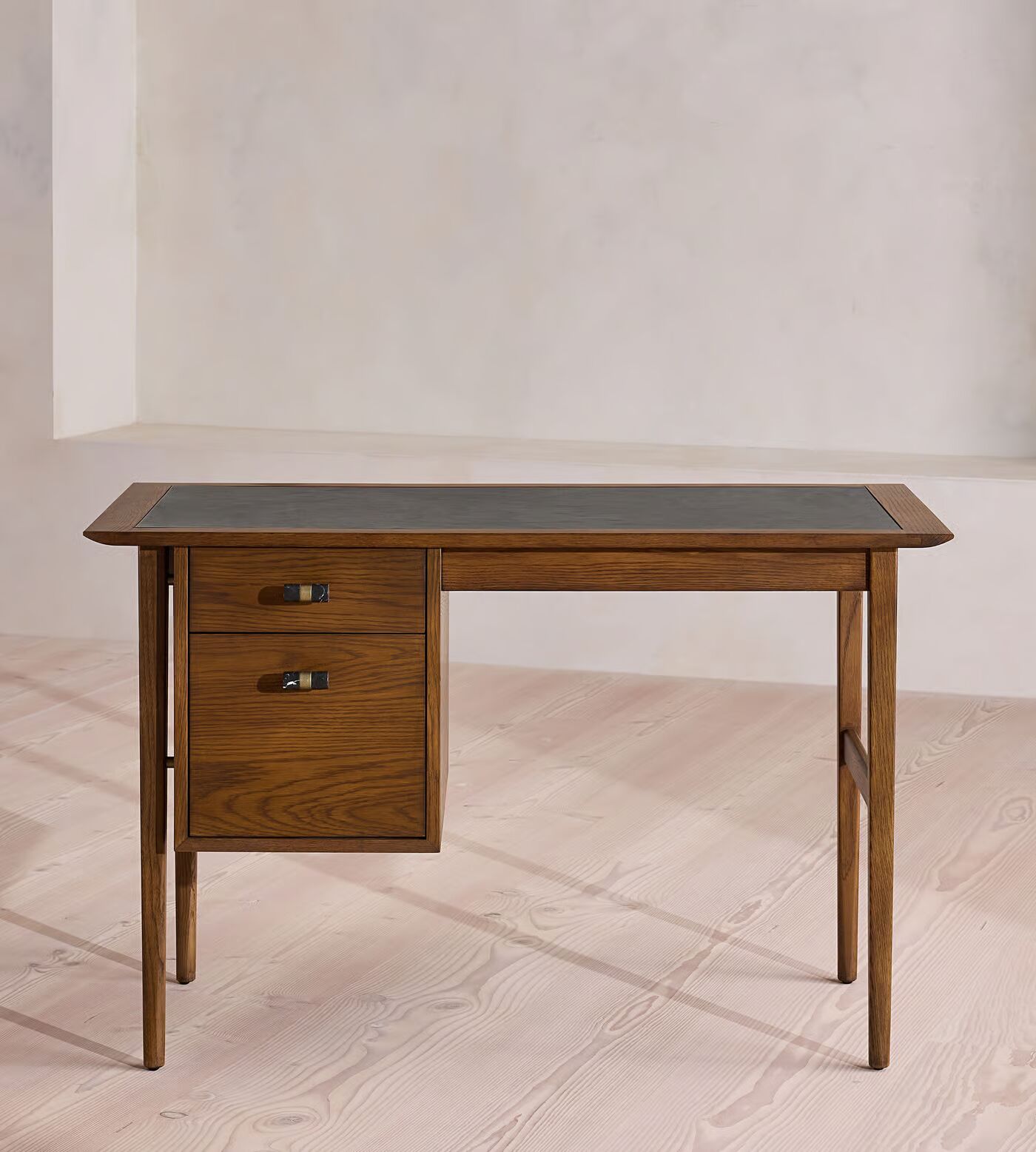 Reading table made of solid teak wood in brown finish