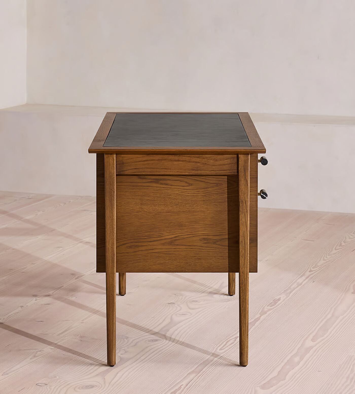 Reading table made of solid teak wood in brown finish