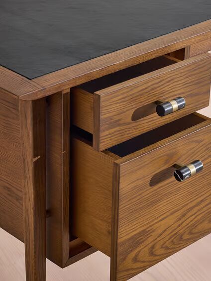 Reading table made of solid teak wood in brown finish