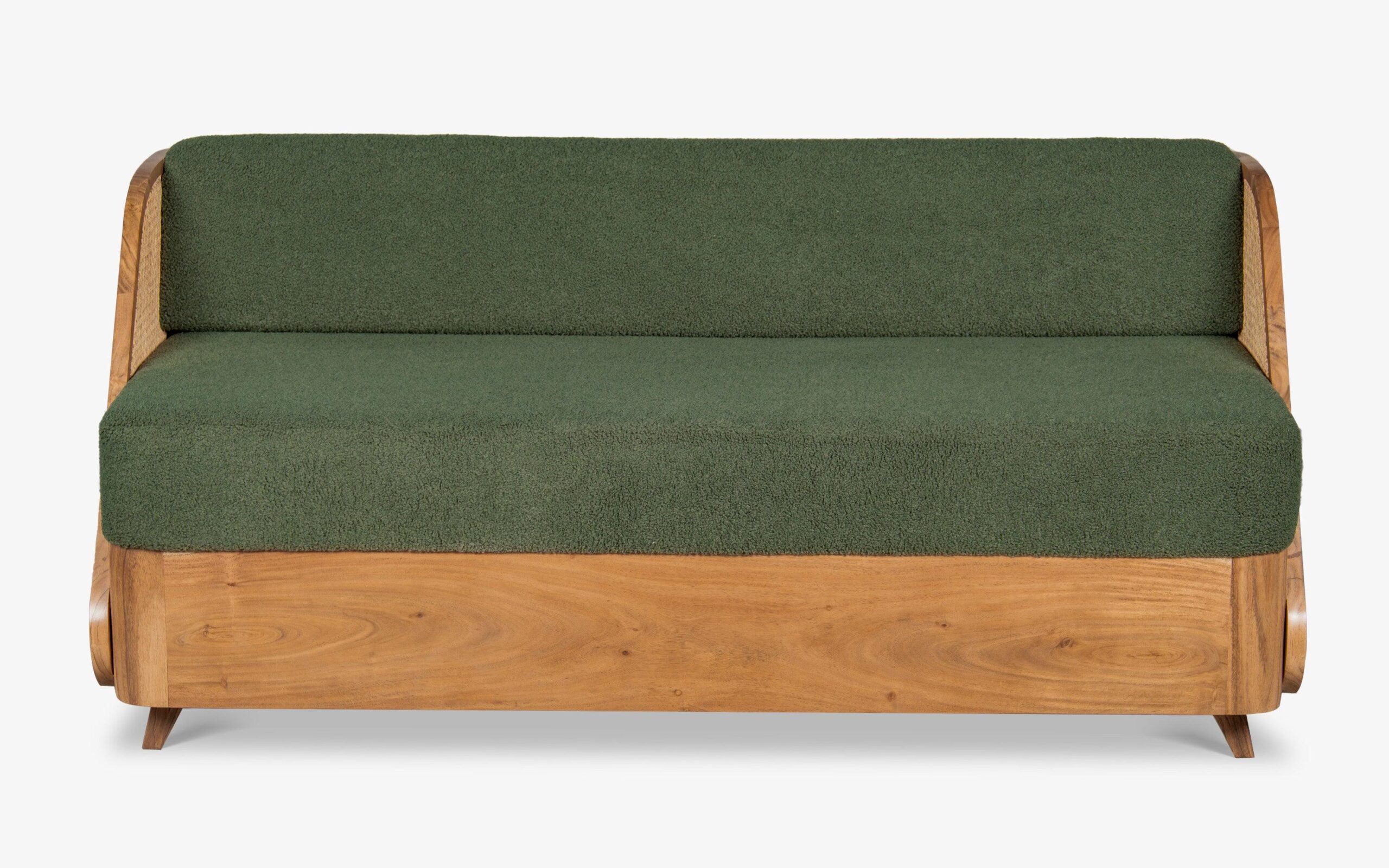 Modern 3 Seater Sofa in Teak Wood with Walnut Finish and Upholstered Cushions Modern 3 Seater Sofa in Teak Wood with Walnut Finish and Upholstered Cushions