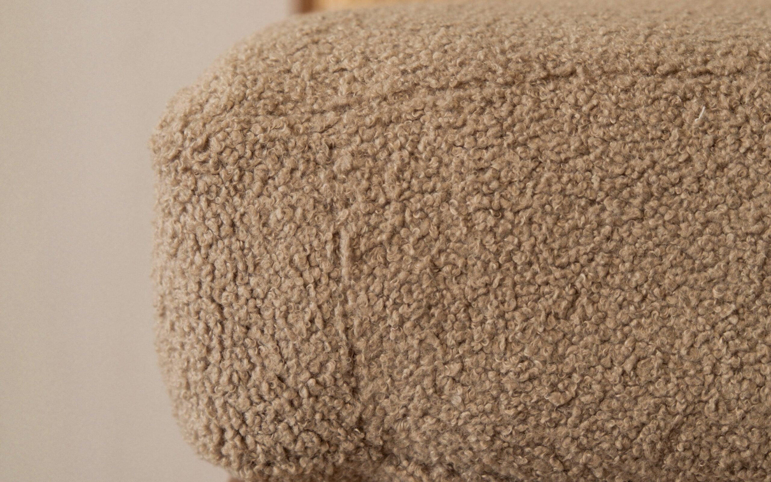 Modern Cane Bench in Teak Wood with Rattan Cane and Upholstered Seat