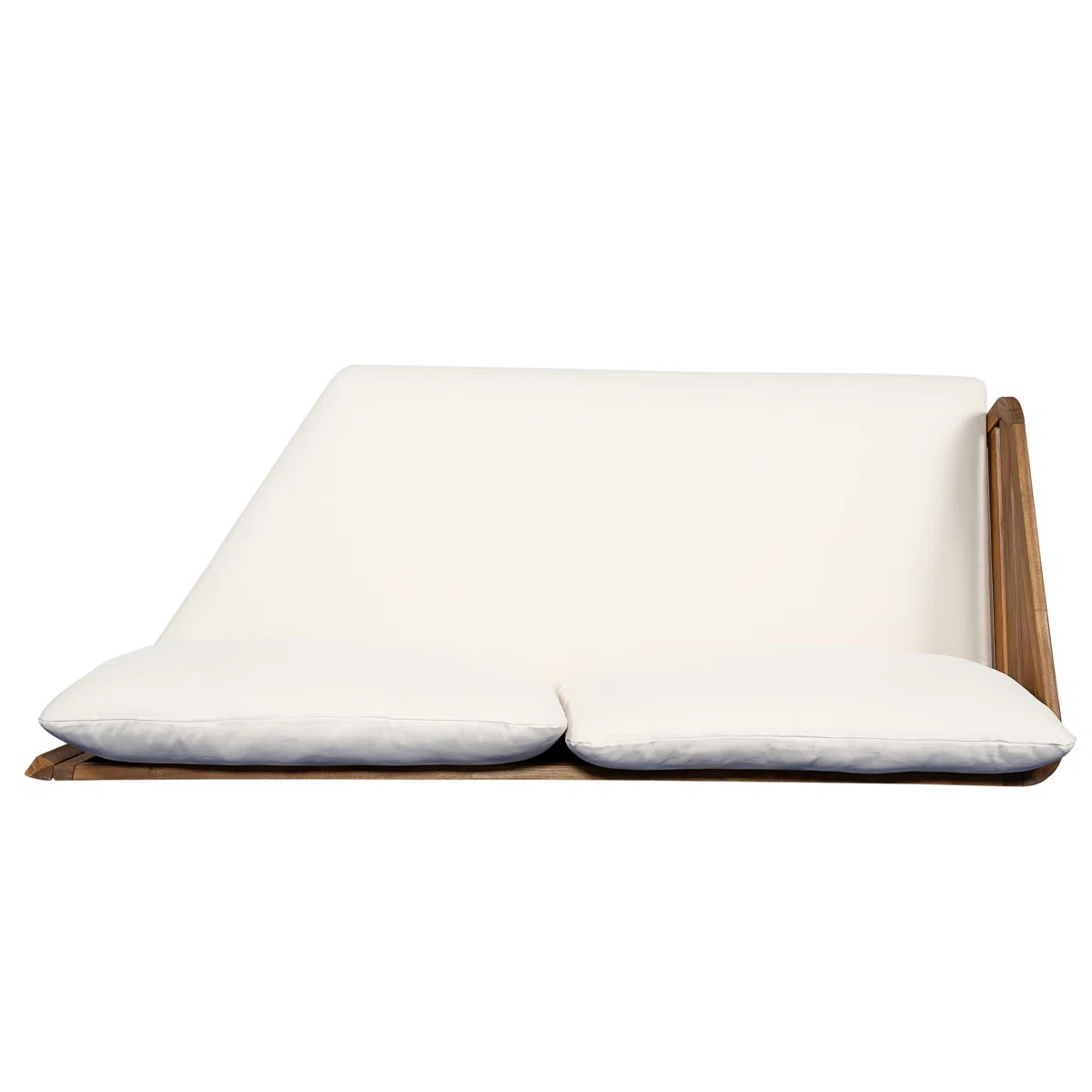 Sectional Sofa with Accents in Teak Wood and Natural Finish Sectional Sofa with Accents in Teak Wood and Natural Finish