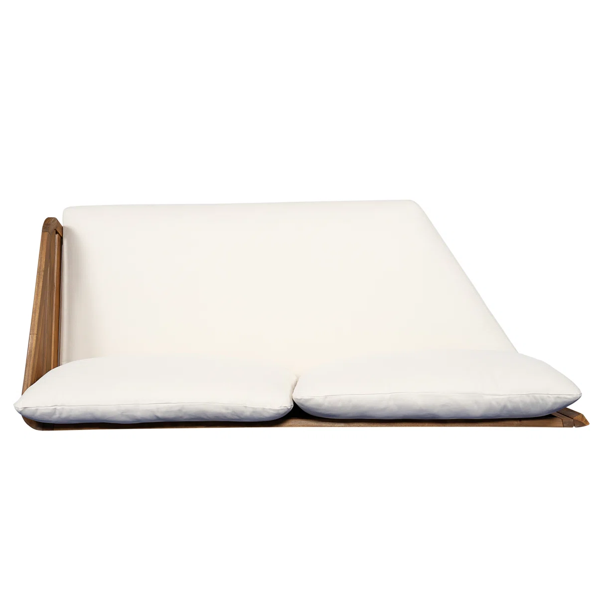 Sectional Sofa with Accents in Teak Wood and Natural Finish Sectional Sofa with Accents in Teak Wood and Natural Finish