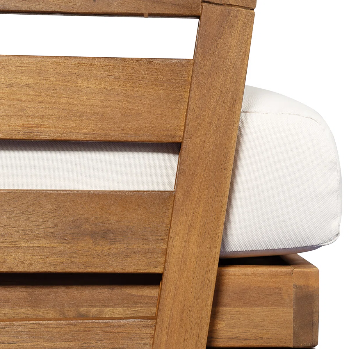 Sectional Sofa with Accents in Teak Wood and Natural Finish Sectional Sofa with Accents in Teak Wood and Natural Finish