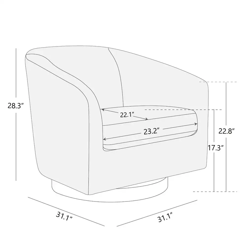 Rotating Lounge Chair with Teak Wood Base and Velvet Upholstery