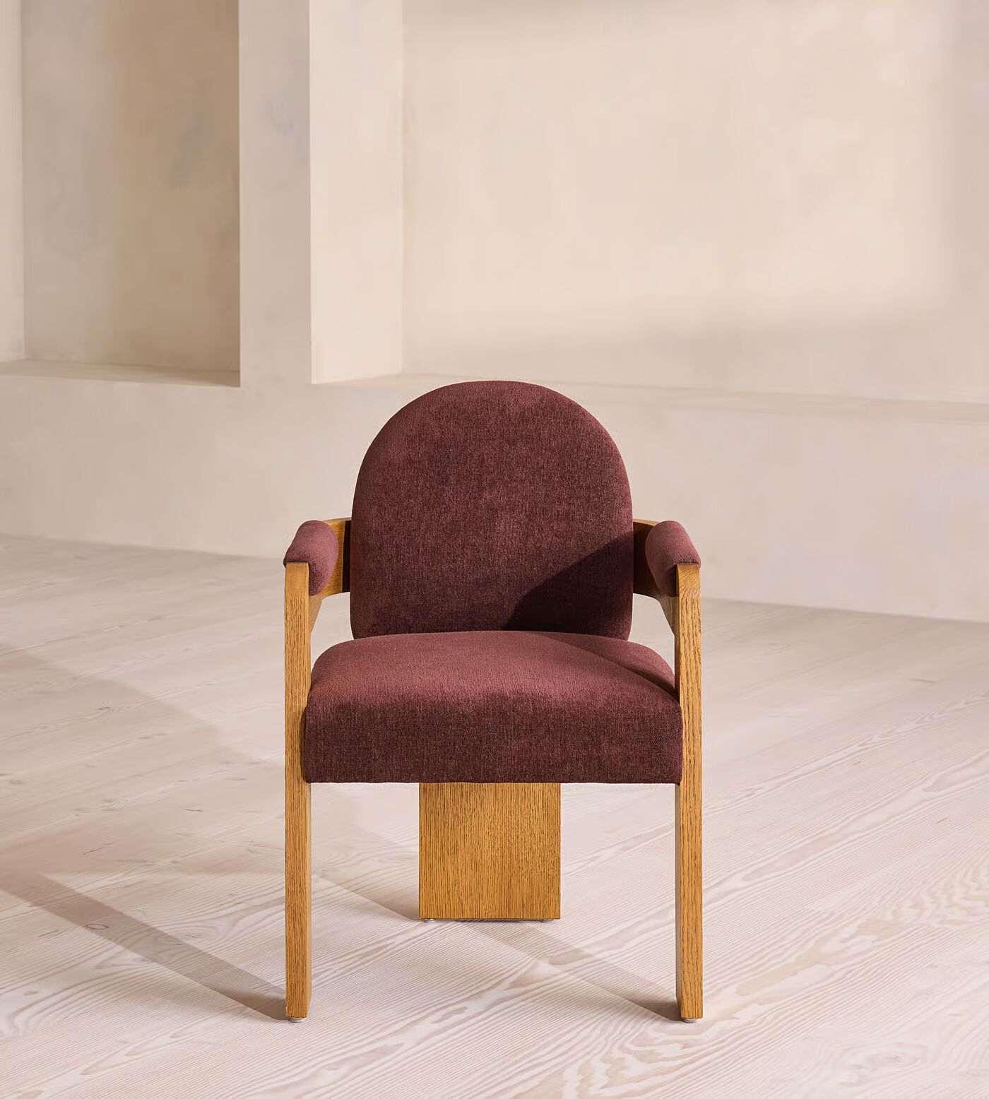 Luxury dining chair with linen chenille upholstery and teak wood frame Luxury dining chair with linen chenille upholstery and teak wood frame
