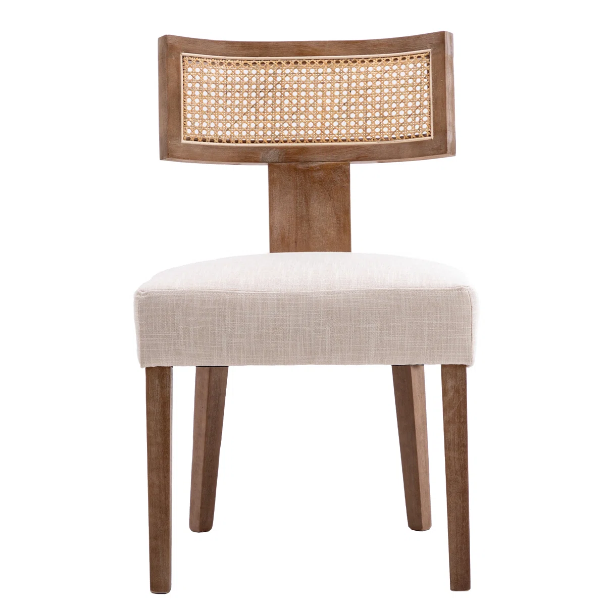 Rattan dining chair set of two with woven back and teak wood frame Rattan dining chair set of two with woven back and teak wood frame